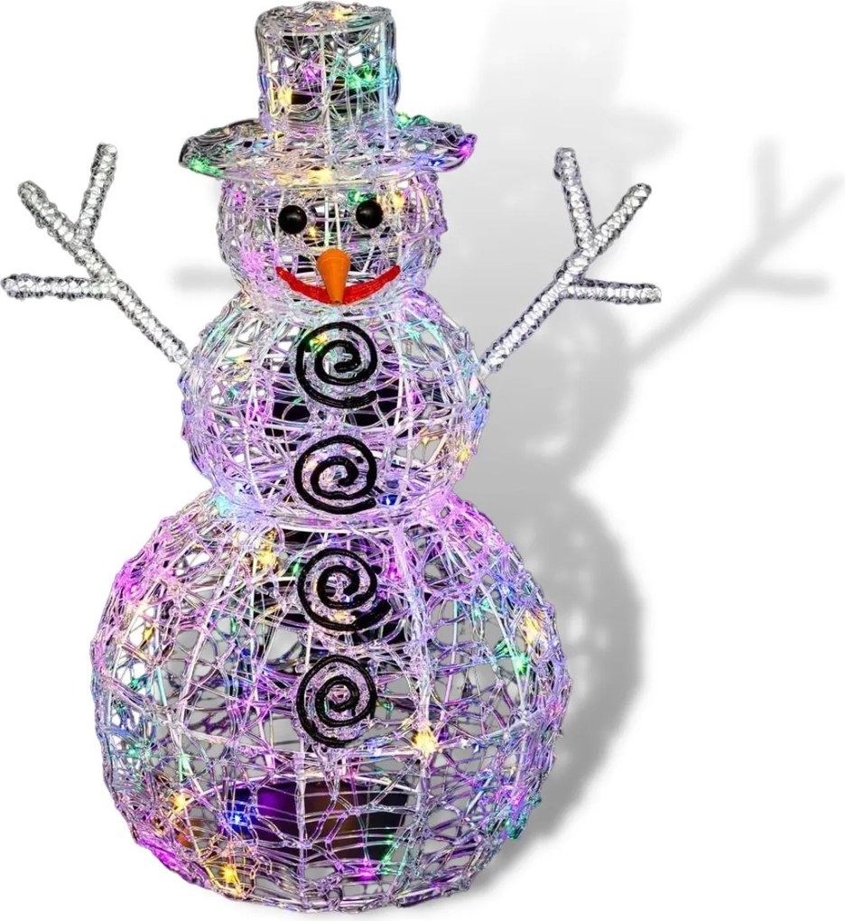 Fééric Lights and Christmas - verlichte 3D-sneeuwpop - Diameter 36 x H57 cm - 100 gekleurde ledlampjes - 8 functies