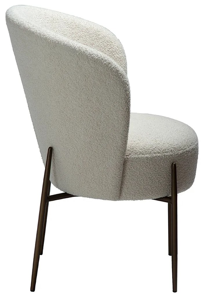 Dan-Form Orbit Eetkamerstoel Met Hoge Rugleuning Rond Boucle Lichtgrijs