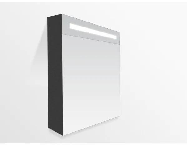 Saniclass Double Face spiegelkast 59x70x15cm linksdraaiend 1 deur met LED verlichting Black Diamond 7042L
