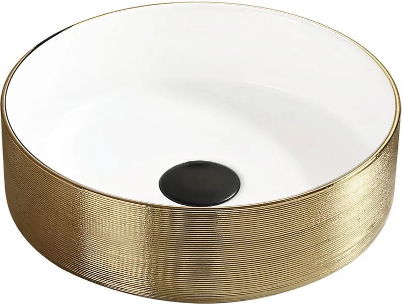 Mexen Clarisa opbouw waskom 36 x 36 cm, wit/goud - 22073655