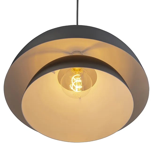 Scandinavische hanglamp zwart met wit 2-laags - Claudius