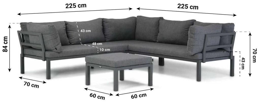 Loungeset 4 personen Aluminium Grijs  Domani Furniture Otium