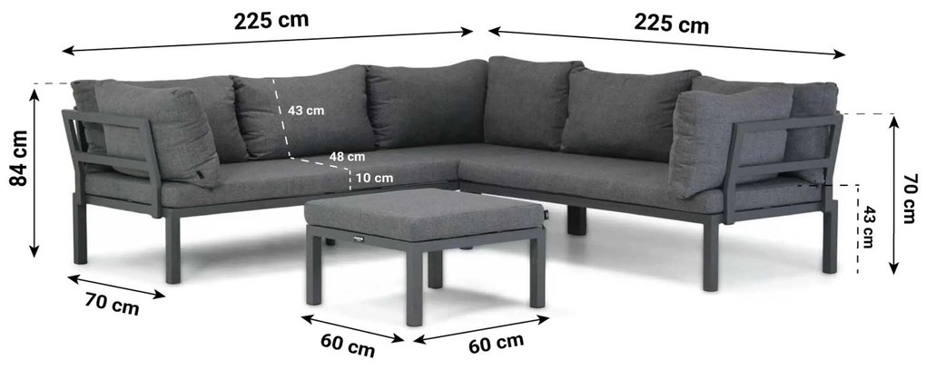 Loungeset tuin 4 personen Aluminium Grijs  Domani Furniture Otium