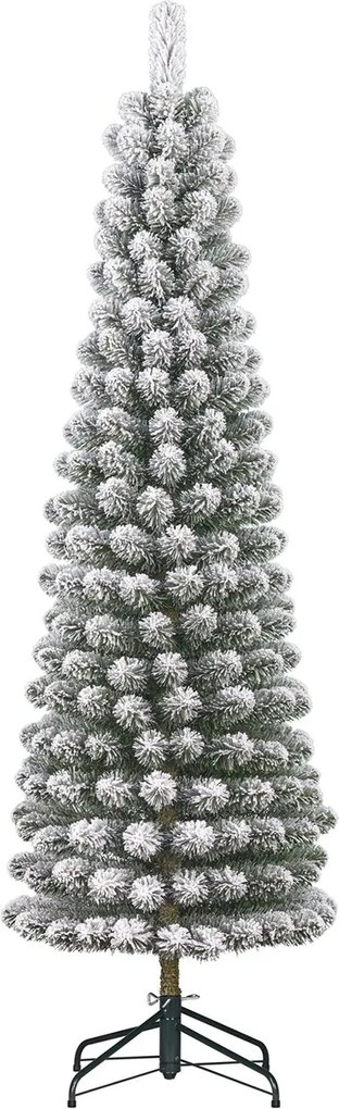 Charlton Pilar Frosted smalle kunstkerstboom - 155 cm - groen - frosted - Diameter 48 cm - 207 tips - metalen voet