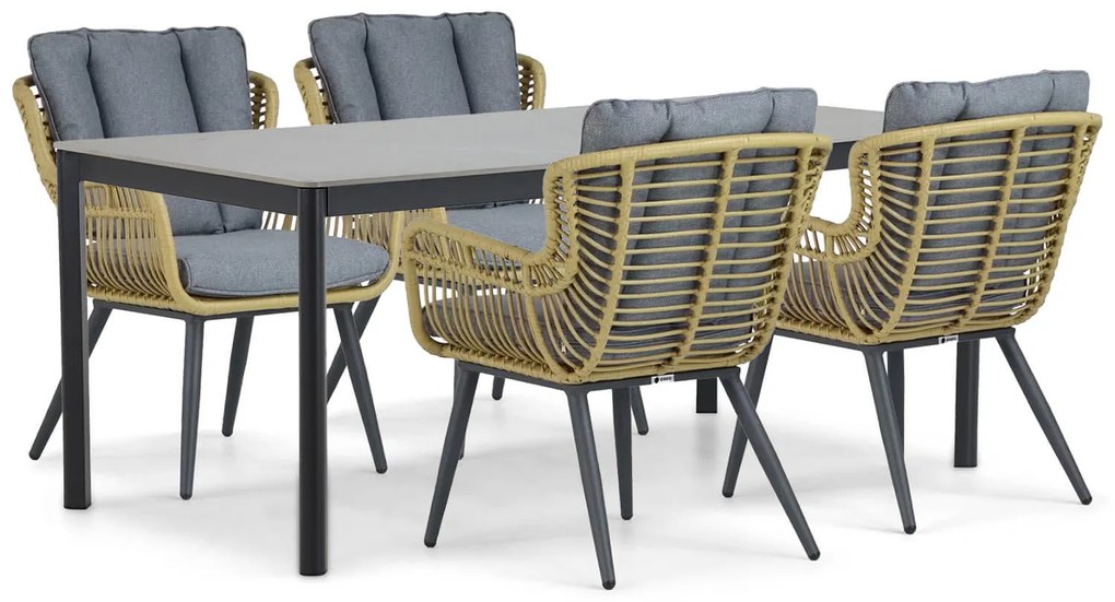 Tuinset 4 personen 180 cm Aluminium/wicker Taupe Coco Azzano/Como