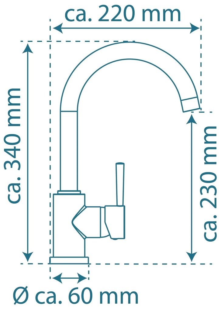 Schutte UNICORN ééngreepsmengkraan keuken, chroom