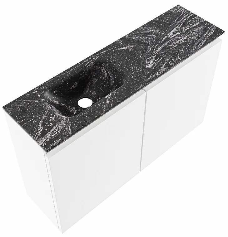 Mondiaz Ture DLux toiletmeubel 80cm talc met wastafel lava links met kraangat