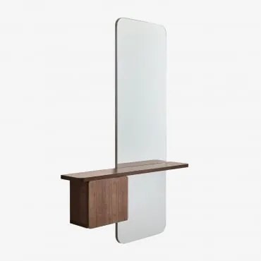Ontvangstconsole 80x120 Cm In Mdf Met Varna-spiegel Donkerbruin Hout - Sklum