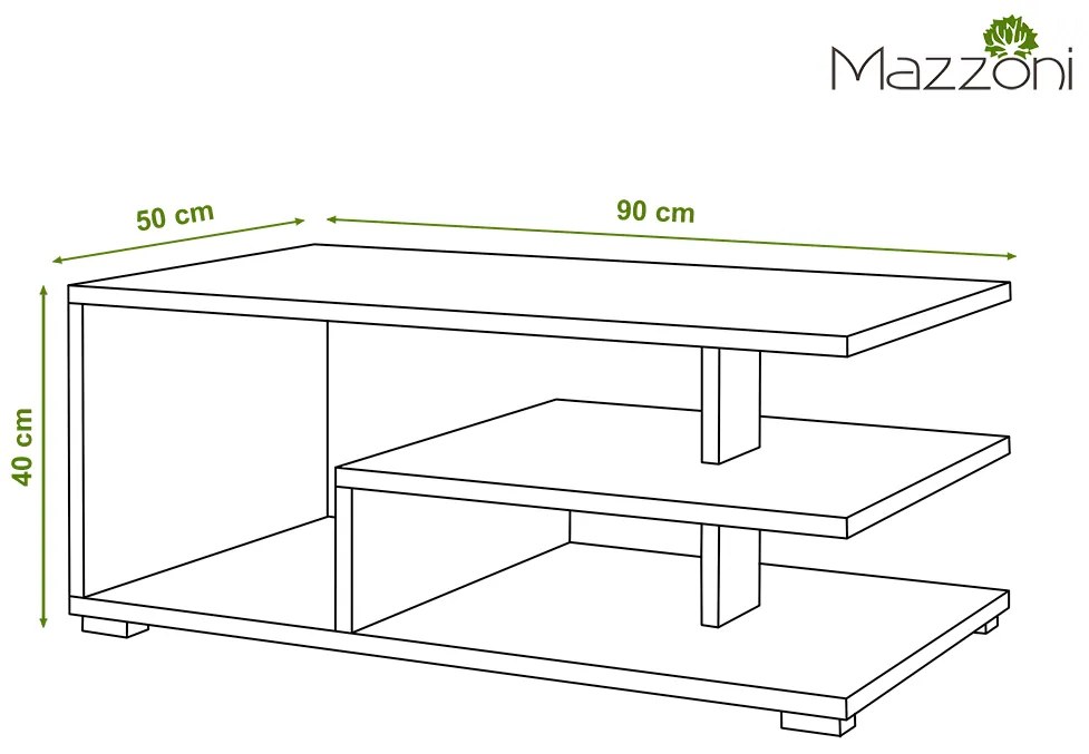 Mazzoni LINK gouden eiken / wit glans, salontafel
