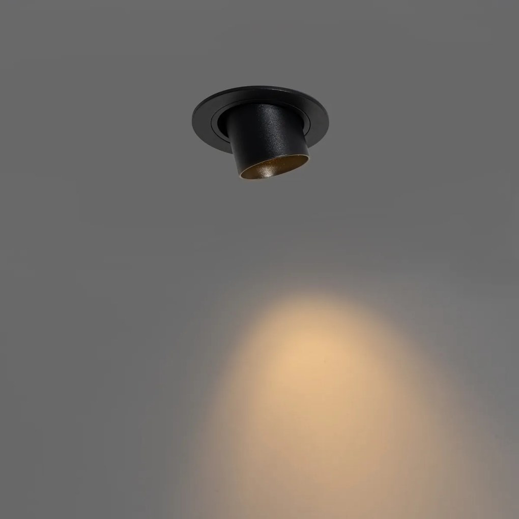 Set van 6 inbouwspots zwart GU10 35mm rond kantelbaar - Installa