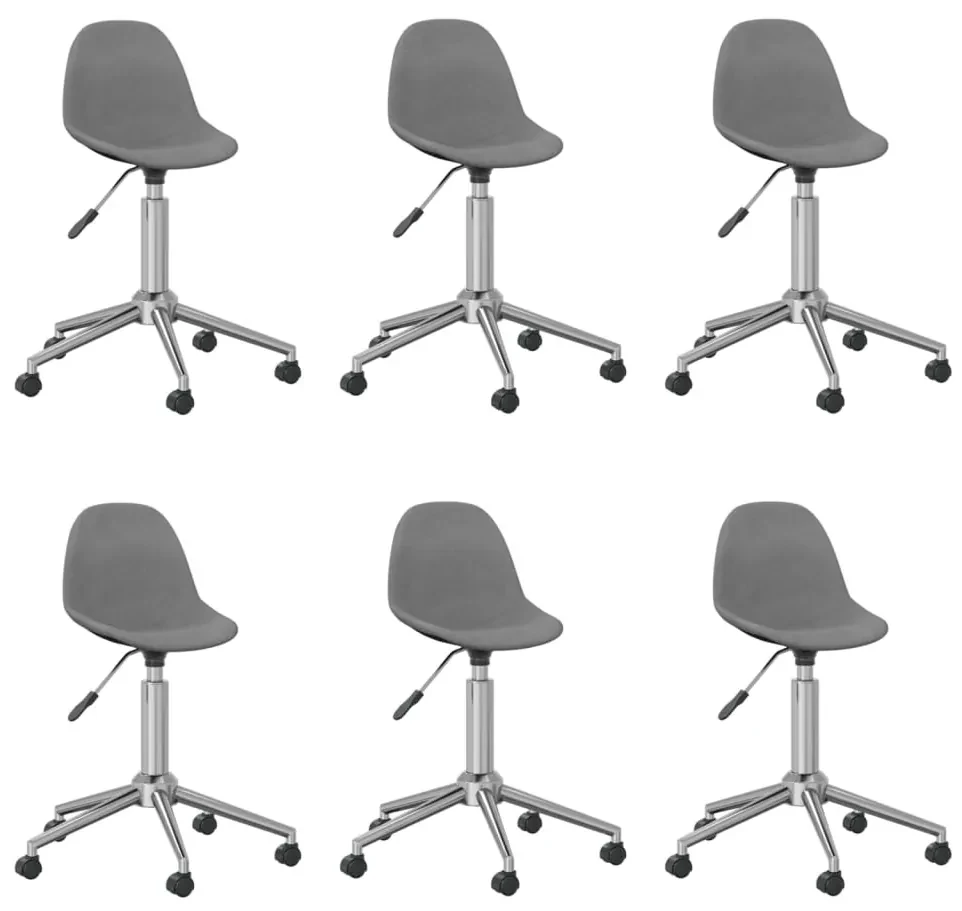vidaXL Eetkamerstoelen draaibaar 6 st stof lichtgrijs
