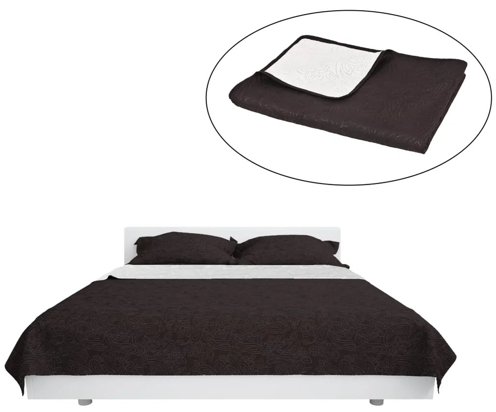 vidaXL Bedsprei dubbelzijdig 230x260 cm quilt crème en bruin