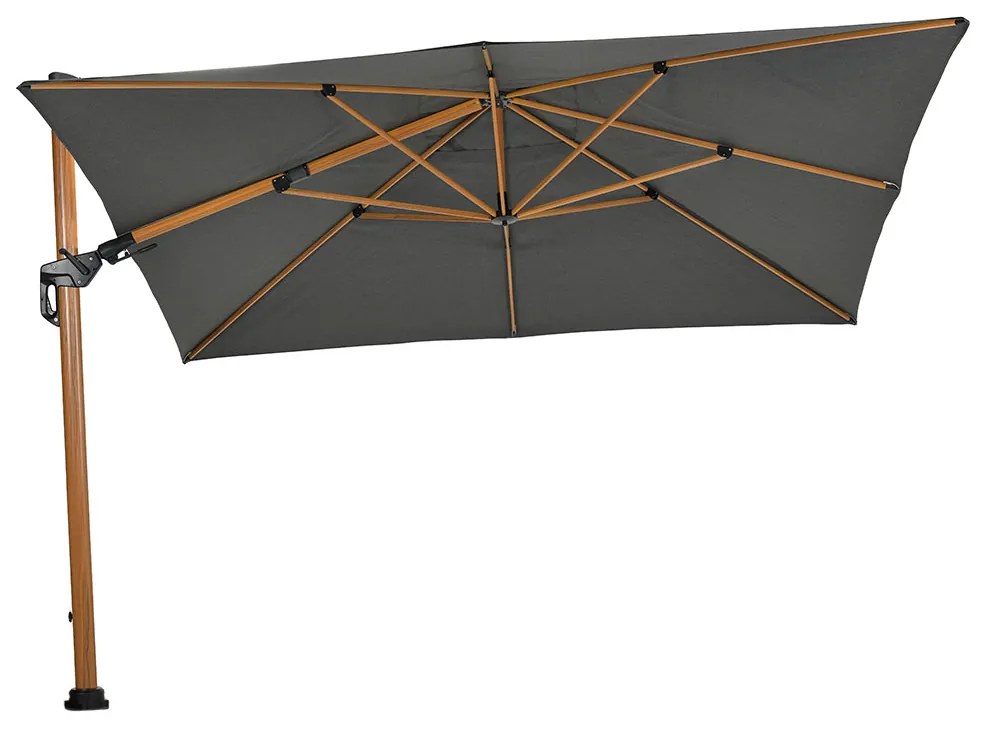 Garden Impressions Zweefparasol Hawaii Deluxe 300x300 - teak look / donker grijs