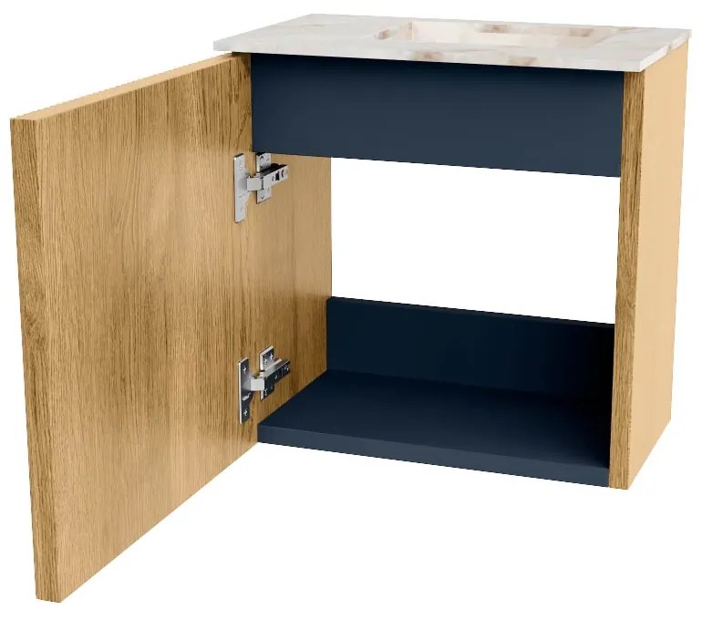 Mondiaz Joya DLux 40cm toiletmeubel oak met wastafel faye rechts zonder kraangat frappe