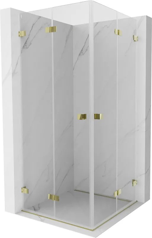 Mexen Lunar-F Duo inklapbare douchecabine 75 x 75 cm, transparant, goud - 836-075L-075P-50-00