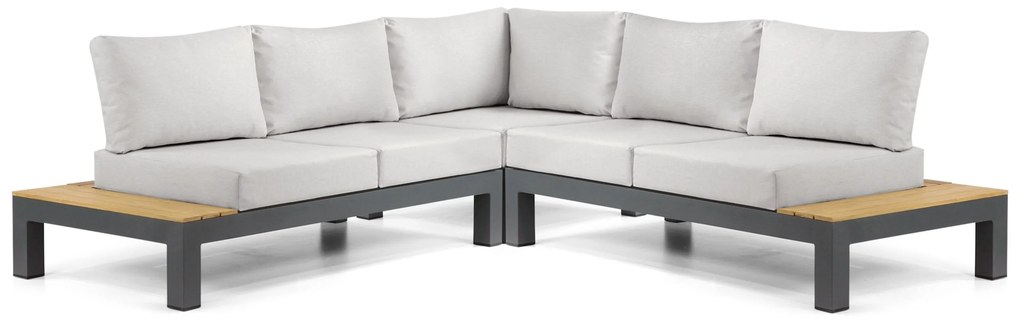 Loungeset 5 personen Aluminium/Teak Grijs Lifestyle Garden Furniture Vittoria