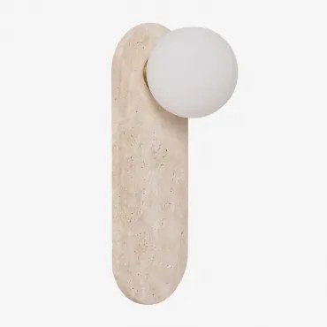 Davise Wandlamp Van Travertijn Met Glazen Bol Travertijn - Sklum