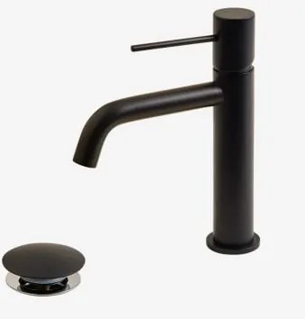 Orveta Click-clack Messing Wastafelkraan En Afvoerklepset ↑20 Cm & Matzwart & Klep Met Overloop - Sklum