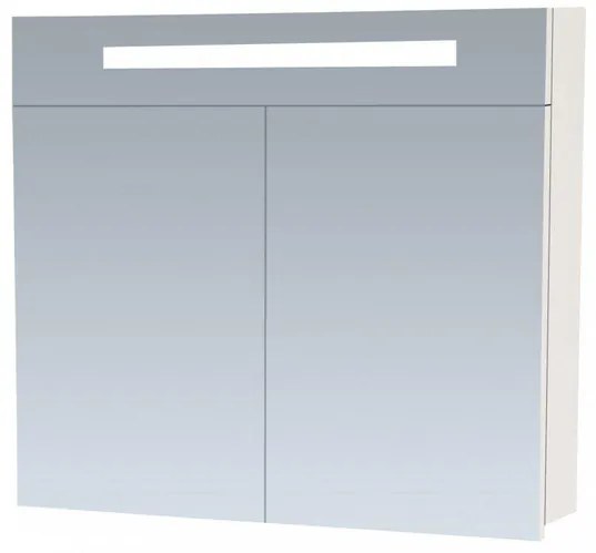 Saniclass 2.0 Spiegelkast - 80x70x15cm - verlichting geintegreerd - 2 links- en rechtsdraaiende spiegeldeuren - MDF - hoogglans wit 7206
