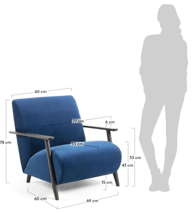 Kave Home Meghan Retro Fauteuil Donkerblauw