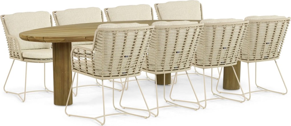 Tuinset 8 personen Aluminium/rope Taupe 4 Seasons Outdoor Fabrice/Leafline