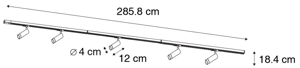 Modern railsysteem met 5 Spot / Opbouwspot / Plafondspots zwart 1-fase GU10 35mm - Iconic Jeana Luxe Modern GU10 Binnenverlichting Lamp