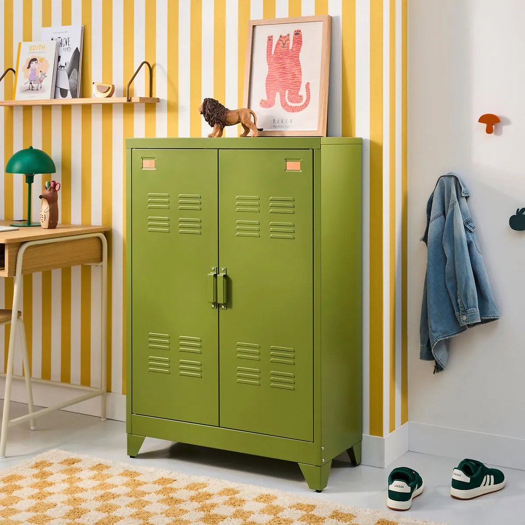 Lage kast in metaal, 2 deuren, Hiba