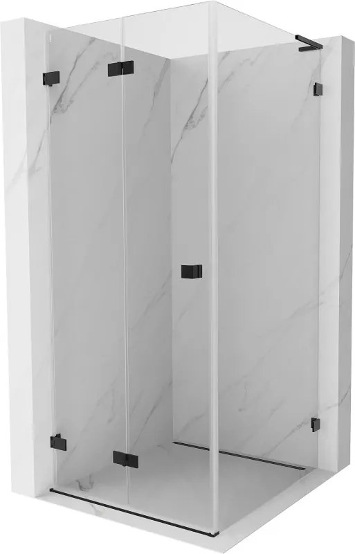 Mexen Lunar-F L opvouwbare douchecabine links 100 x 100 cm, transparant, zwart - 836L-100-100-70-00-L