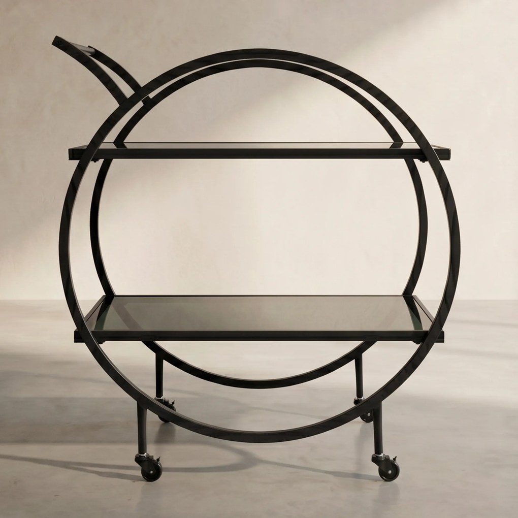 Kare Design Loft Ronde Design Trolley Zwart - 74 X 40cm.