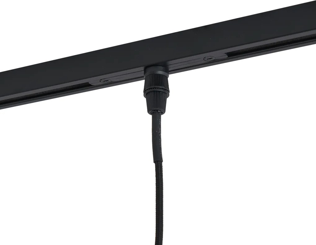 Modern railsysteem zwart met 3 hanglampen gunmetal 1-fase - Slimline Loyce