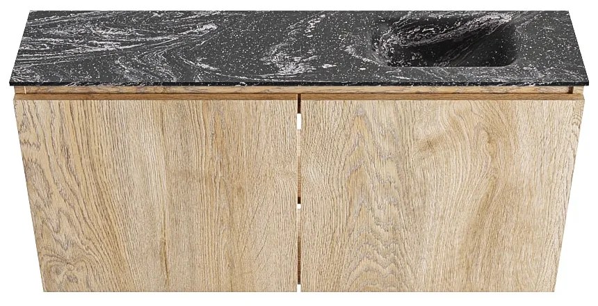 Mondiaz Ture DLux toiletmeubel 100cm washed oak met wastafel lava rechts zonder kraangat