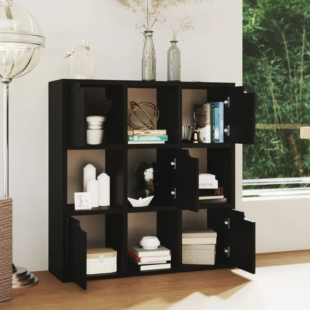 vidaXL Boekenkast 88,5x27,5x88 cm spaanplaat zwart