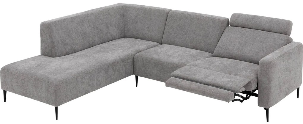 Goossens Hoekbank Tiolo Met Relaxfunctie En Hoofdsteun grijs, stof, 3-zits, modern design met ligelement links