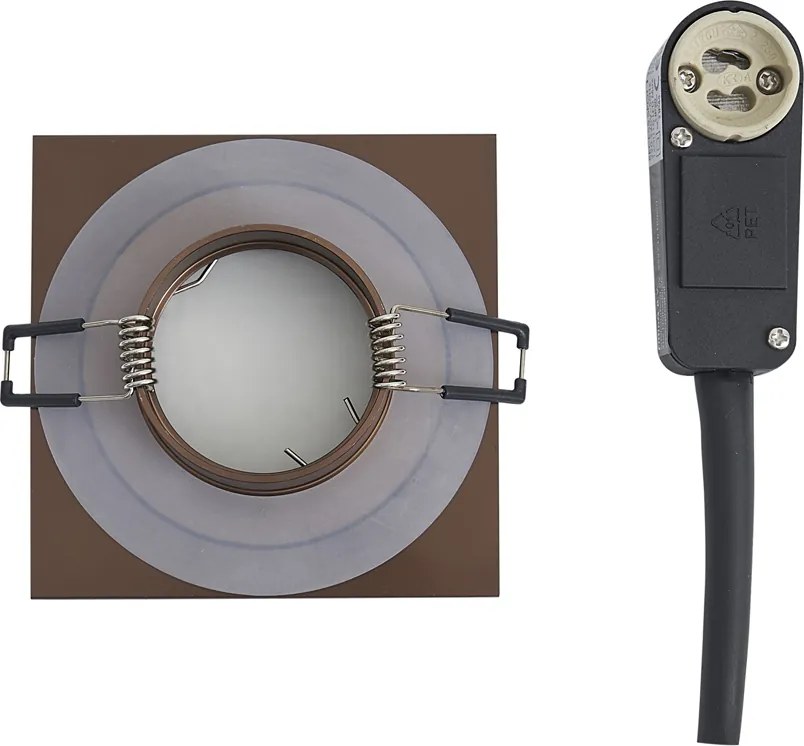 Set van 6 moderne inbouwspots donker brons vierkant IP44 - Qure