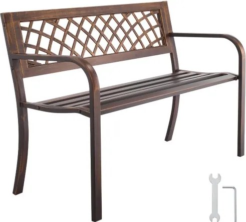 VEVOR Tuinbank Tuinmeubelen Banken 116 cm 250 kg Draagvermogen, Terrasbank met metalen frame van koolstofstaal, Balkonbank met PVC-gaaspatroon en armleuningen, Terrasbank voor tuin, park, zwart