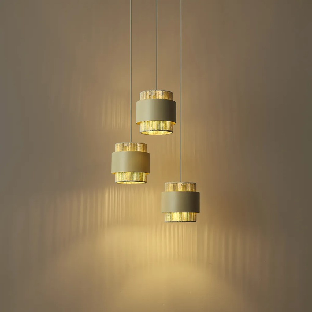 Moderne hanglamp beige met goud 3-lichts - Kora