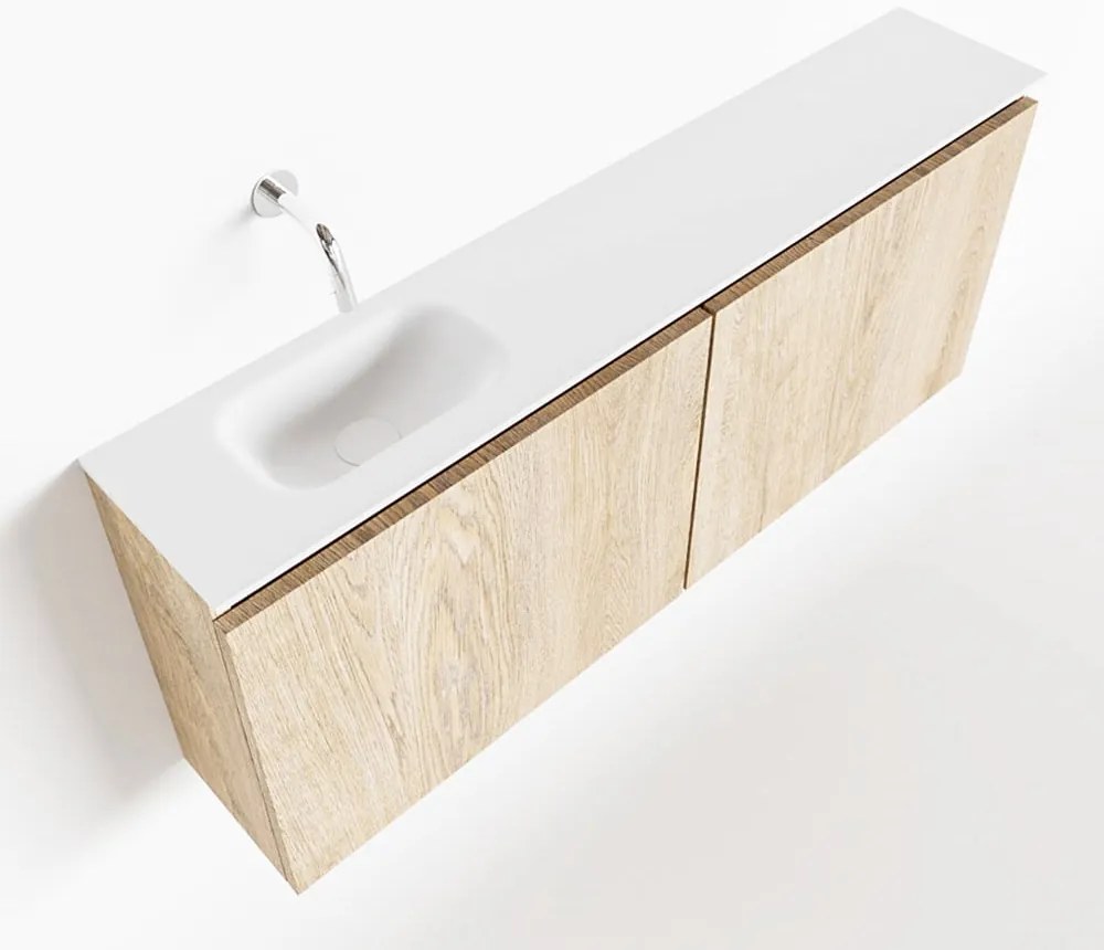 Mondiaz Ture 120cm toiletmeubel washed oak met wastafel talc links geen kraangat