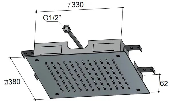 Hotbath Mate M110 inbouw hoofddouche vierkant 38cm messing geborsteld PVD