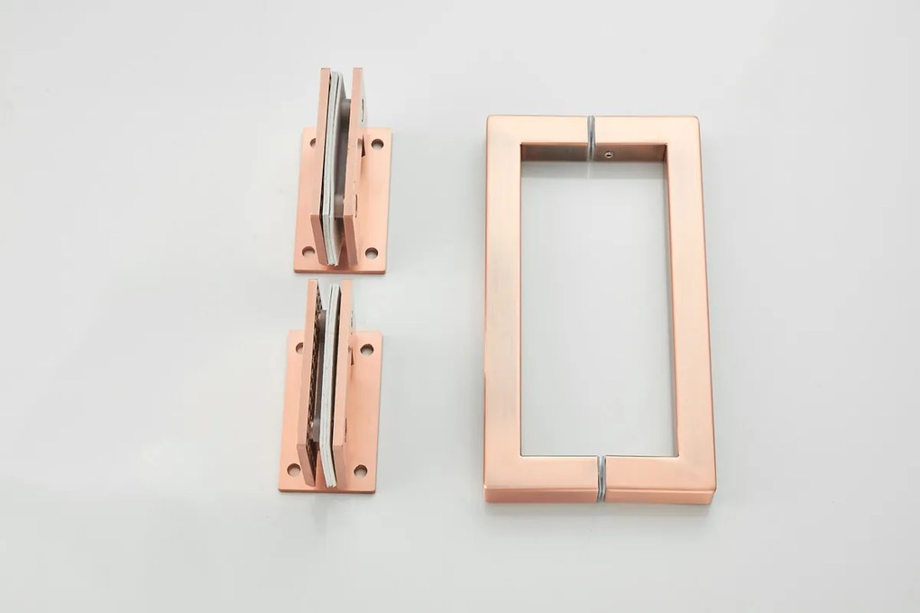 Saniclear Modern Copper rookglas douchecabine 120x80cm met 80cm deur anti-kalk geborsteld koper