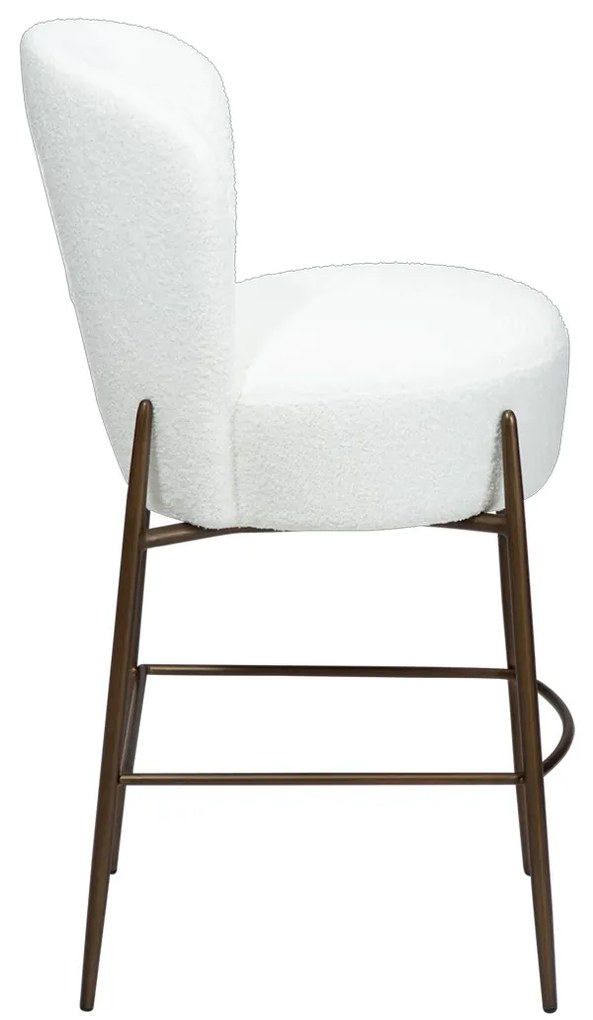 Dan-Form Orbit Boucle Barkruk Wit Met Ronde Rugleuning
