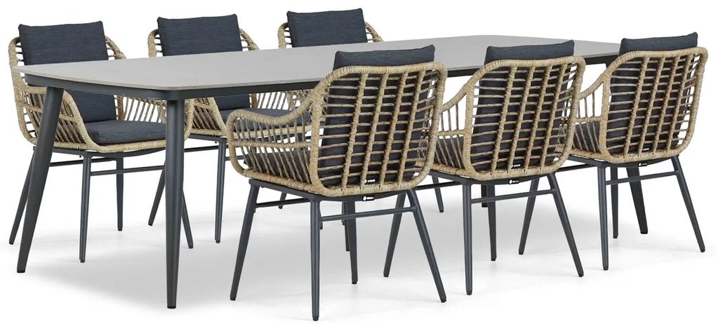 Tuinset 6 personen 240 cm Aluminium/wicker Taupe Coco Coco Leonardo