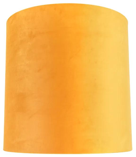 Stoffen Velours lampenkap geel 40/40/40 met gouden binnenkant cilinder / rond