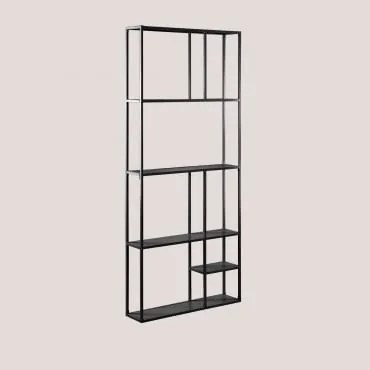 Modulaire Wandkast 80x180 Cm In Thura-staal Zwarte Koolstof - Sklum