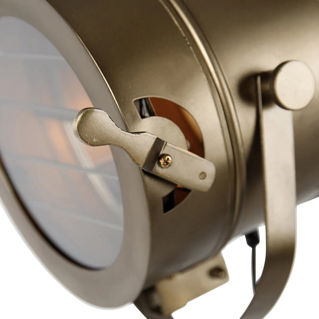 Smart tripod vloerlamp met dimmer brons met hout studioSpot / Opbouwspot / Plafondspot incl. Wifi A60 - Radient Industriele / Industrie / Industrial E27 rond Binnenverlichting Lamp