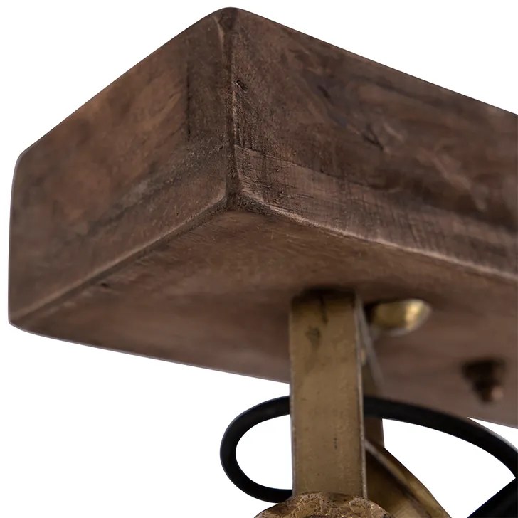 Plafondlamp brons 2-lichts met hout - Mangoes