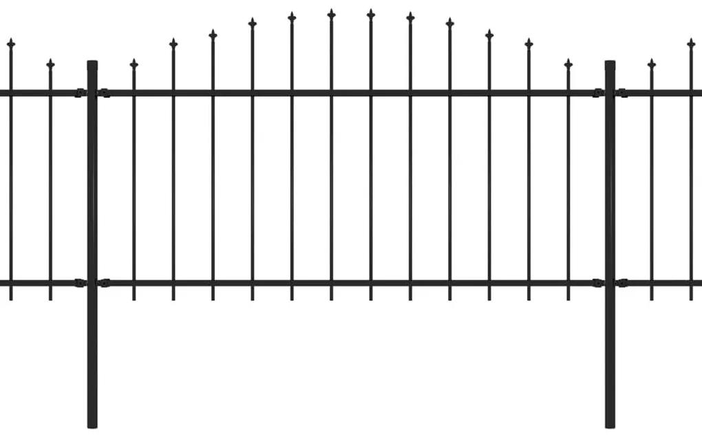vidaXL Tuinhek met speren bovenkant (1,25-1,5)x13,6 m staal zwart