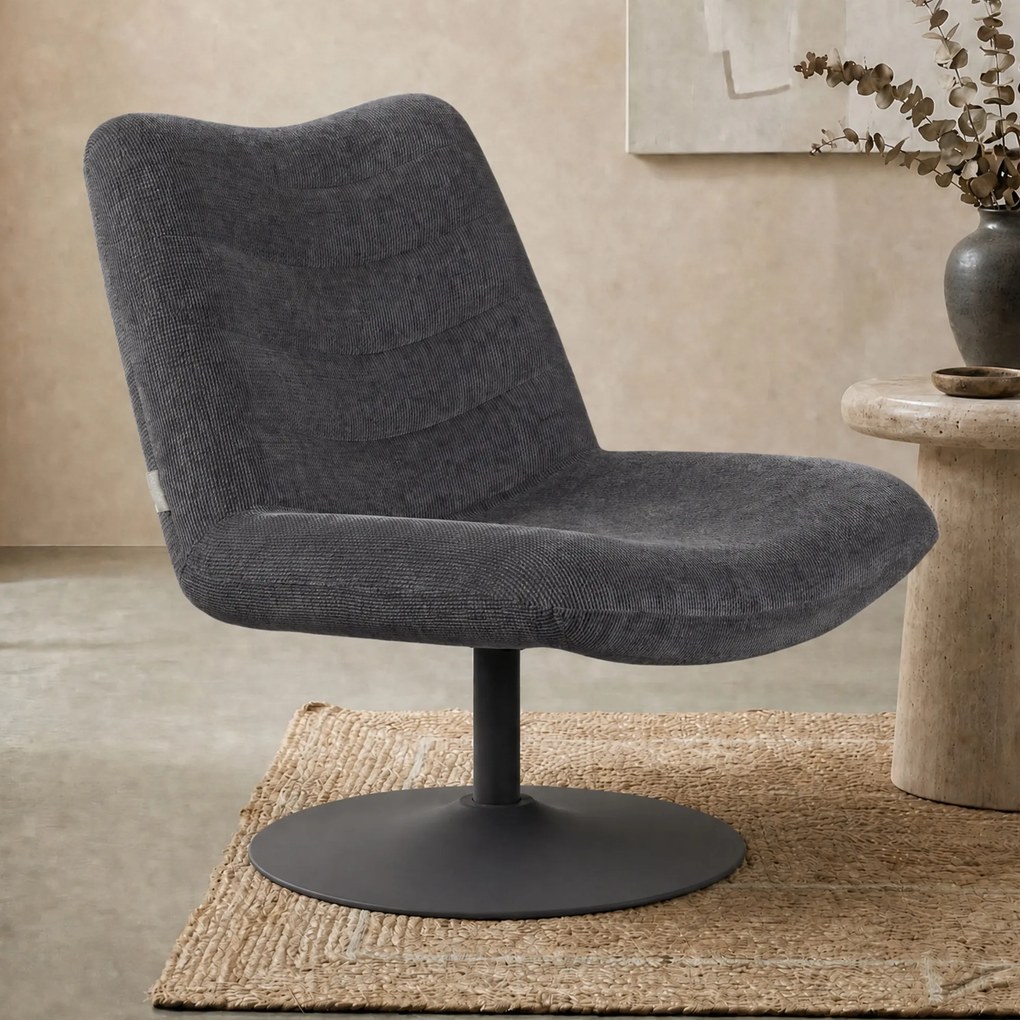 Zuiver Bubba Donkegrijze Draaifauteuil Retro