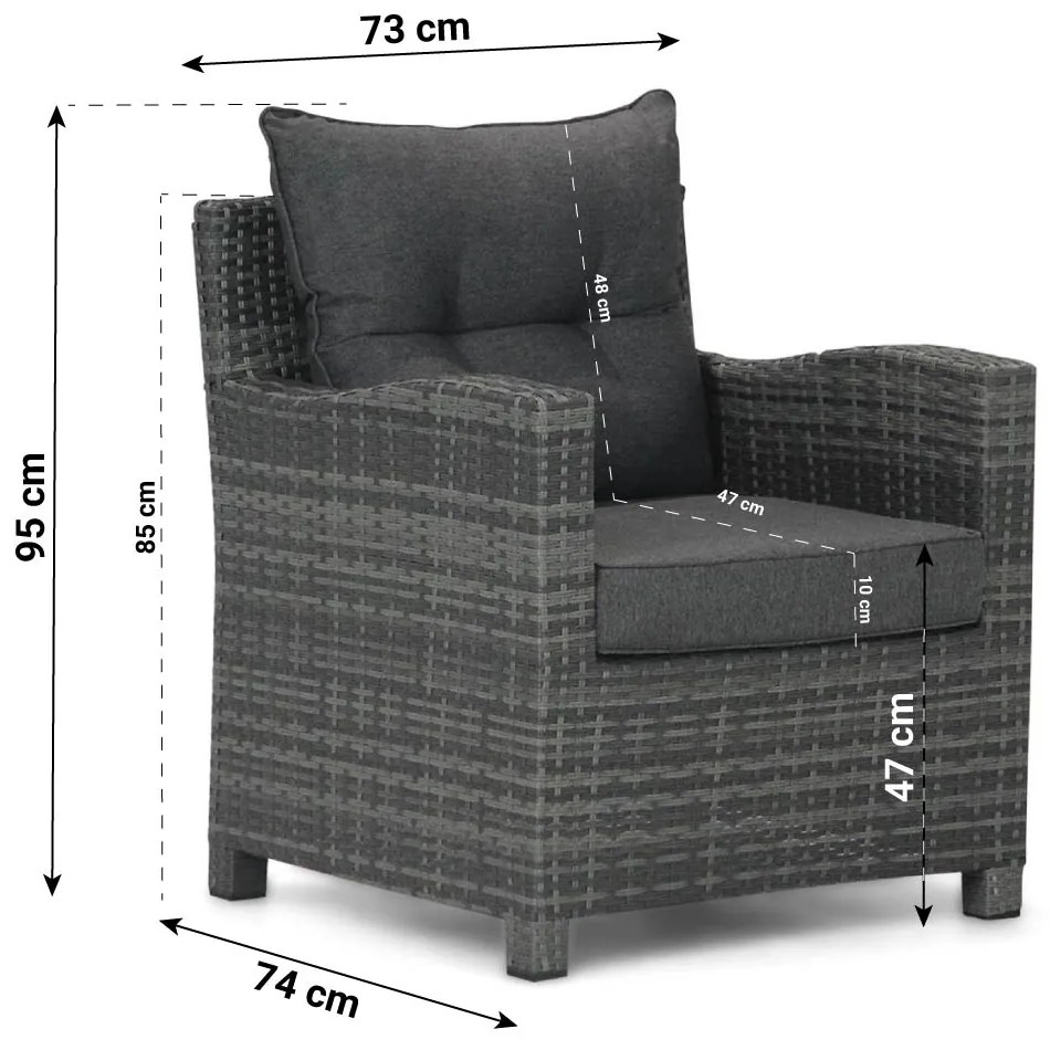 Stoel en Bank Loungeset 5 personen/6 personen/7 personen Wicker Grijs  Domani Furniture Beluga