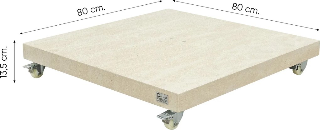4-Seasons zweefparasol Siesta Premium 300 x 300 - Latte met Murcia voet en hoes