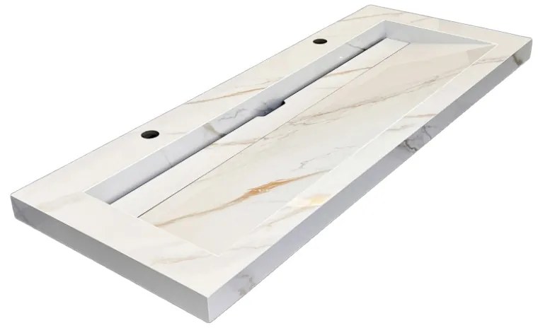 Lambini Designs Quri keramische wastafel 120cm marmer met kraangaten
